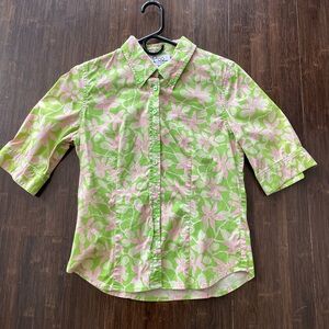 Lilly Pulitzer Floral Short-Sleeved Button-Down Blouse Shirt, Size 4